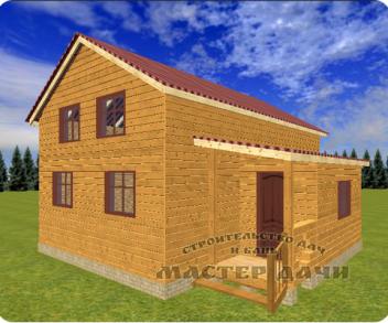 Двухэтажный дом 6 на 9 из бруса 200х200 с верандой